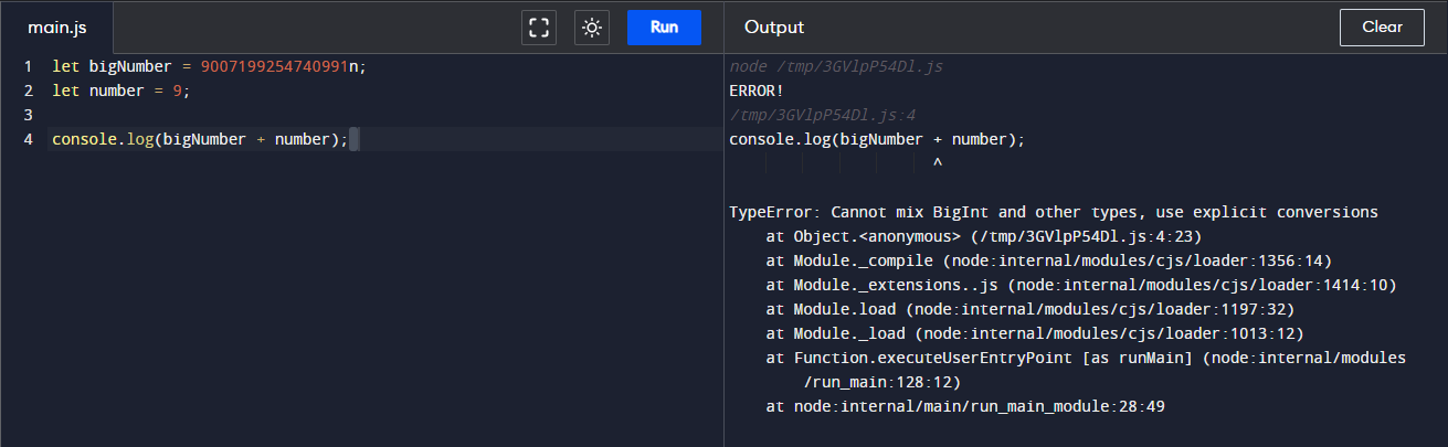 perform arithmetic operations between BigInt and other number